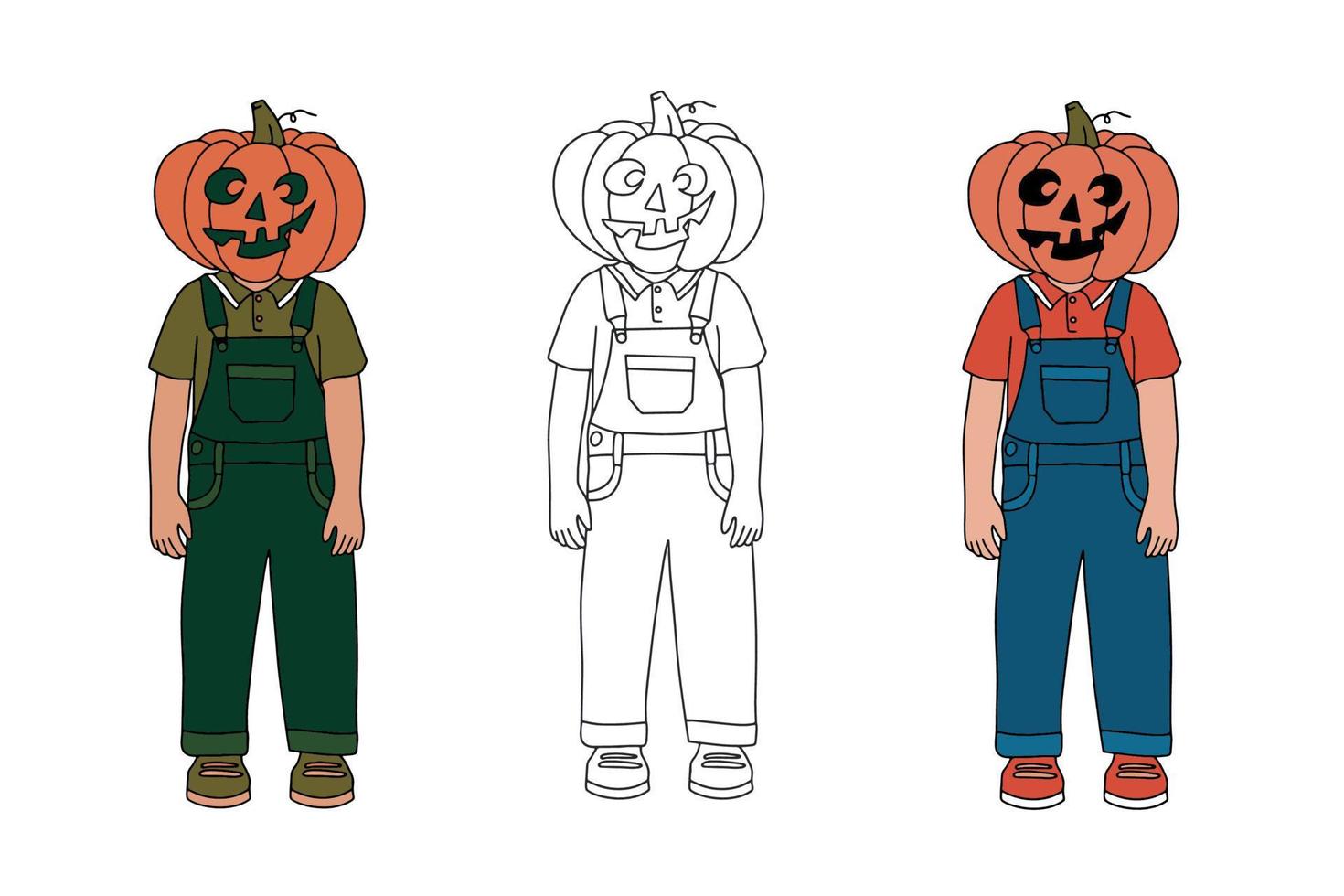 halloween kinderachtig karakter masker vertegenwoordigen een pompoen, hand- getrokken origineel tekening illustratie geïsoleerd Aan wit. vector