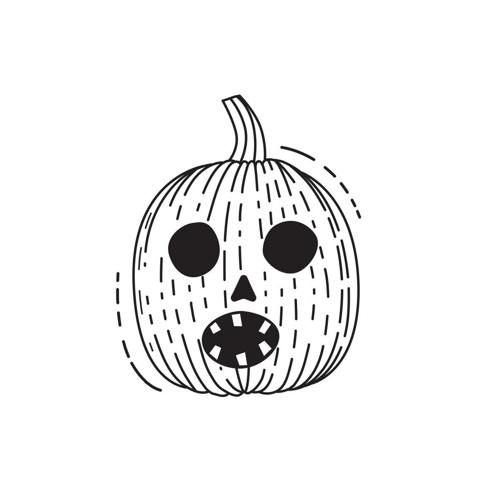 tekening met eng pompoen voor halloween vector