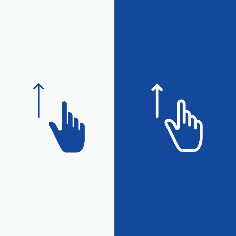 omhoog vinger gebaar gebaren hand- lijn en glyph solide icoon blauw banier lijn en glyph solide icoon blauw vector