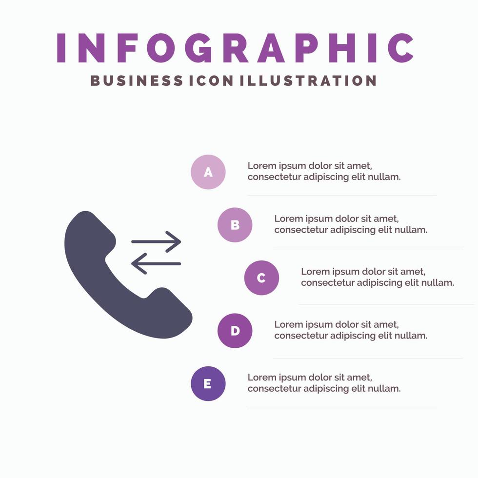 antwoord telefoontje contact ons solide icoon infographics 5 stappen presentatie achtergrond vector