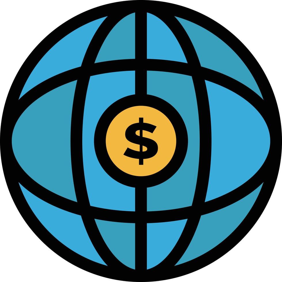 wereld wereldbol internet dollar vlak kleur icoon vector icoon banier sjabloon