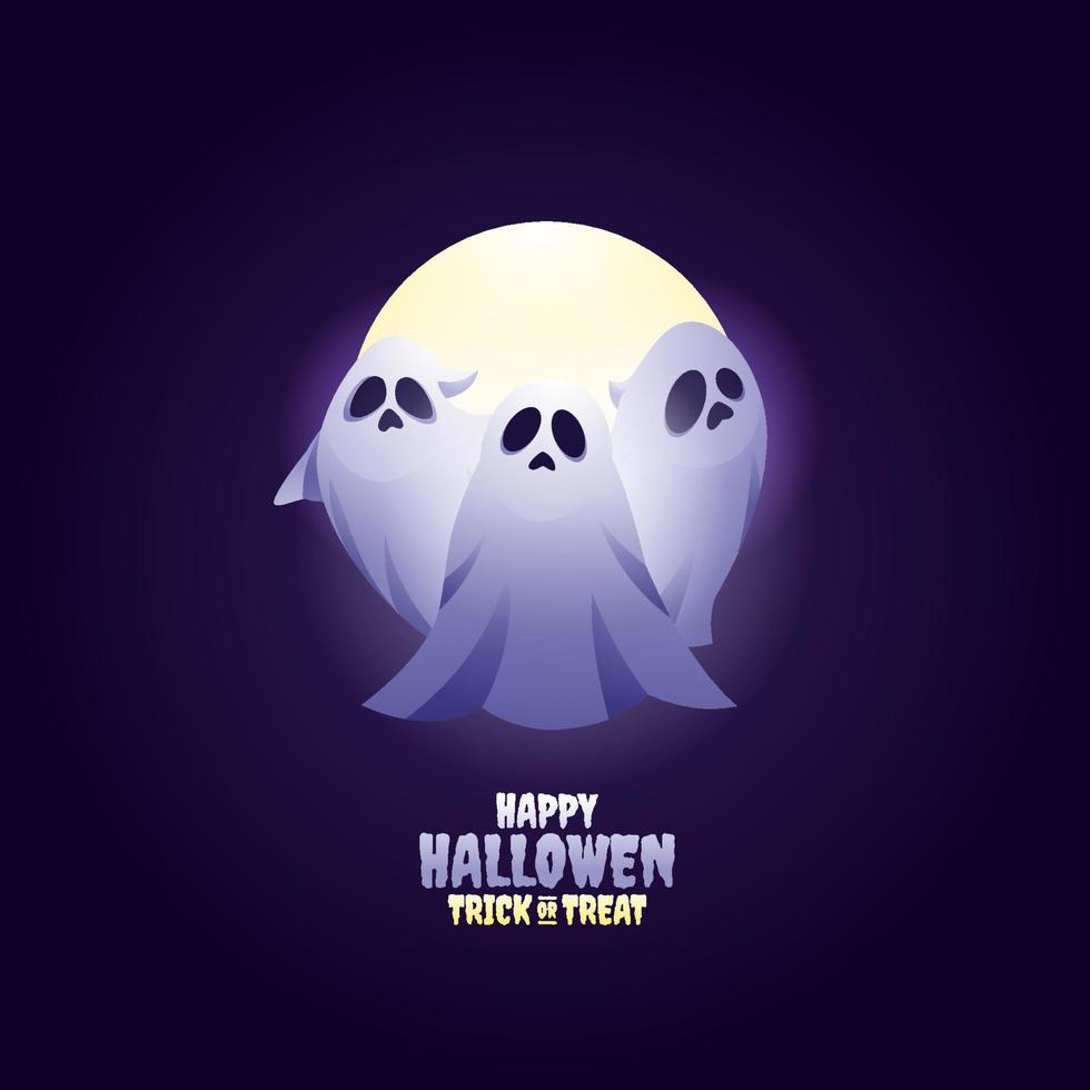 gelukkig hallowen banier vector, spookachtig hallowen achtergrond sjabloon met geesten illustratie voor groet kaarten of sociaal media post vector