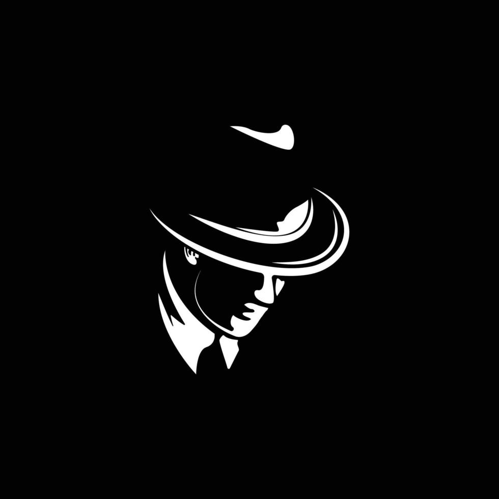 silhouet van een Mens in een hoed logo. vector