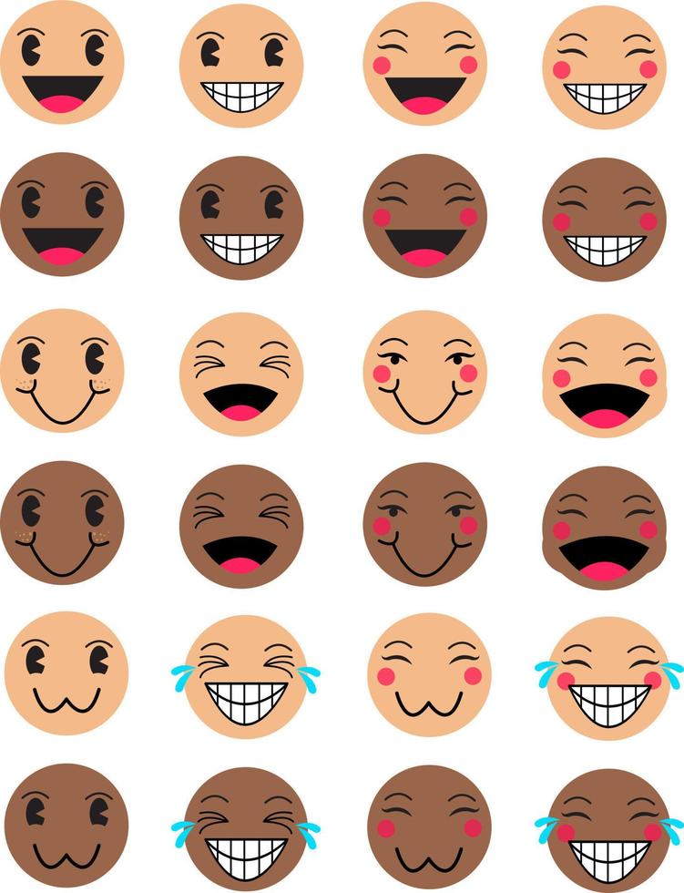 vector tekenfilm emoji geassorteerd uitdrukkingen gelukkig mannen en Dames