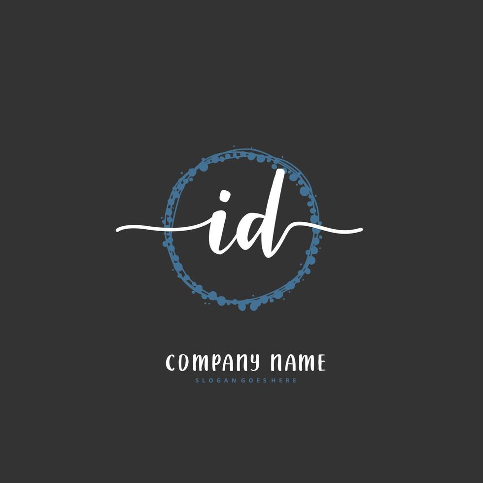 ID kaart eerste handschrift en handtekening logo ontwerp met cirkel. mooi ontwerp handgeschreven logo voor mode, team, bruiloft, luxe logo. vector