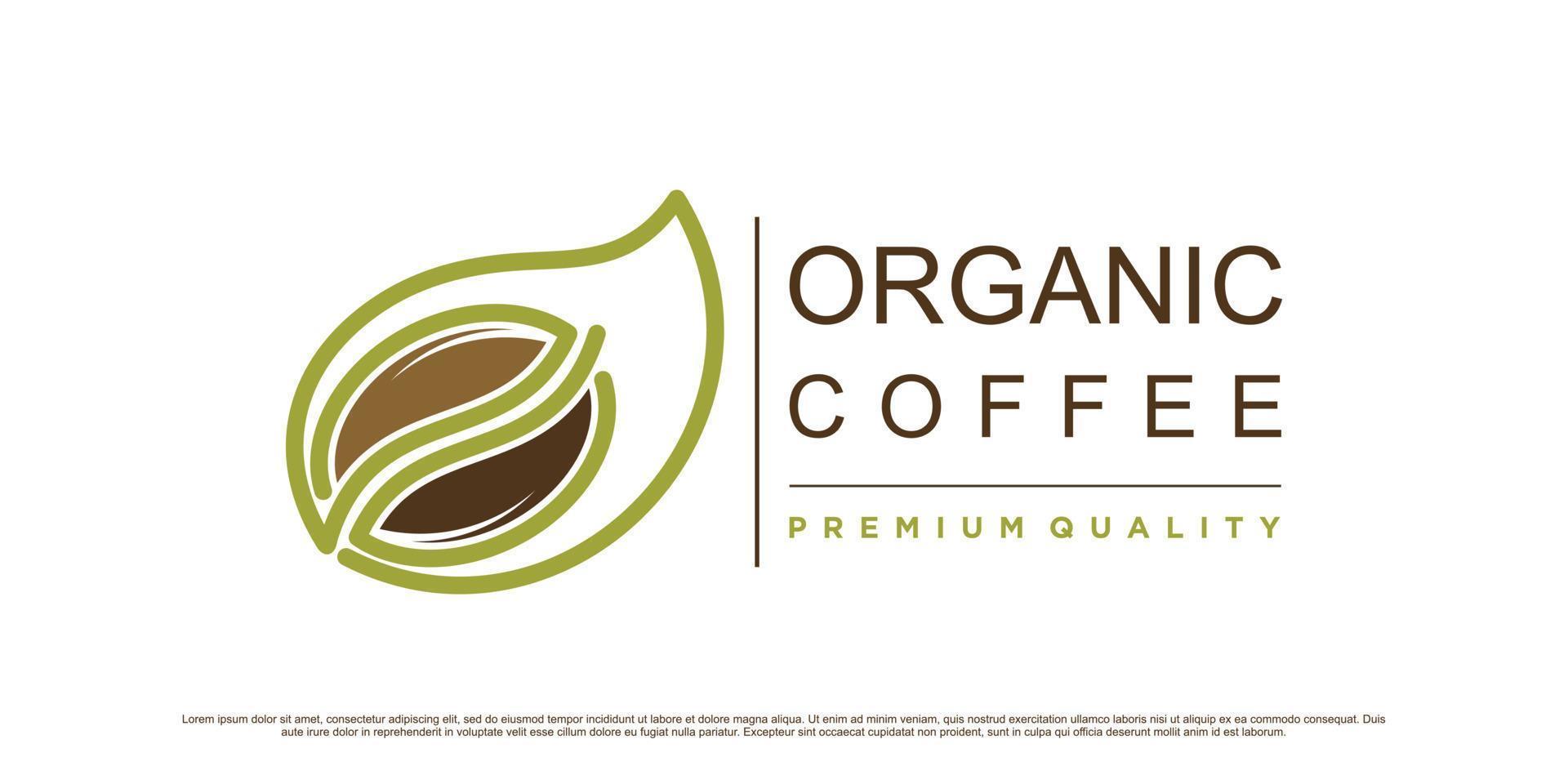 biologisch koffie logo ontwerp sjabloon met creatief element en modern concept vector