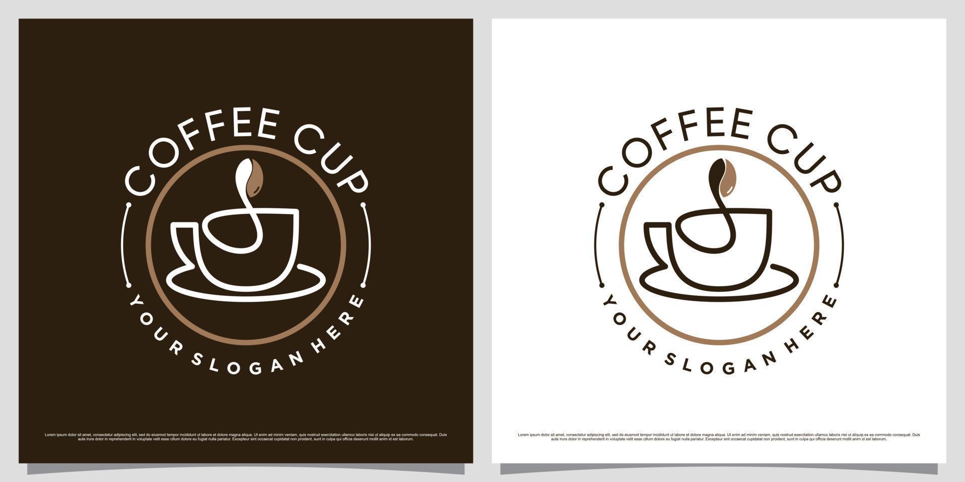 koffie logo ontwerp sjabloon voor cafe of restaurant met kop icoon en creatief element vector