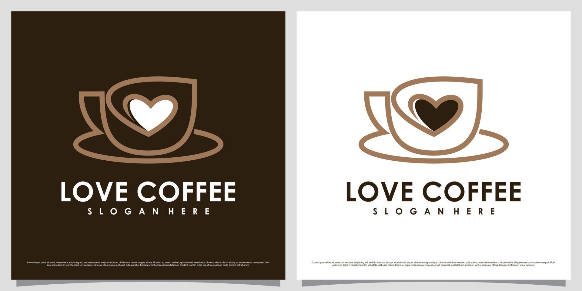 koffie liefde logo ontwerp illustratie met kop icoon en modern concept vector