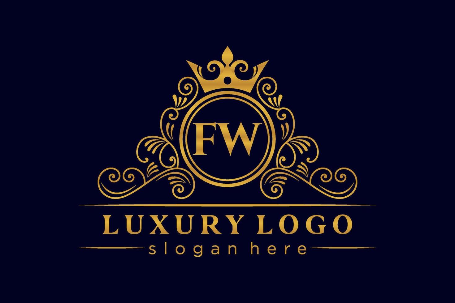 fw eerste brief goud kalligrafische vrouwelijk bloemen hand- getrokken heraldisch monogram antiek wijnoogst stijl luxe logo ontwerp premie vector