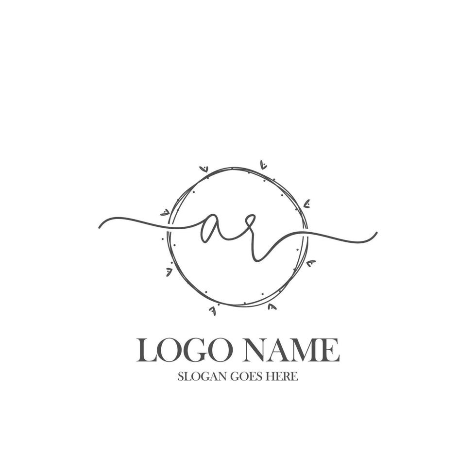 eerste ar schoonheid monogram en elegant logo ontwerp, handschrift logo van eerste handtekening, bruiloft, mode, bloemen en botanisch met creatief sjabloon. vector