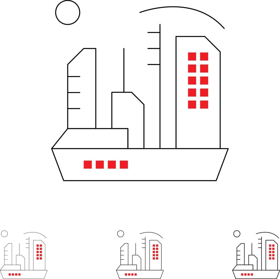 stad kolonisatie kolonie koepel uitbreiding stoutmoedig en dun zwart lijn icoon reeks vector