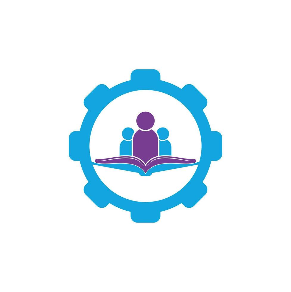 boek mensen uitrusting vorm concept logo. onderwijs logo, mensen en boek icoon vector