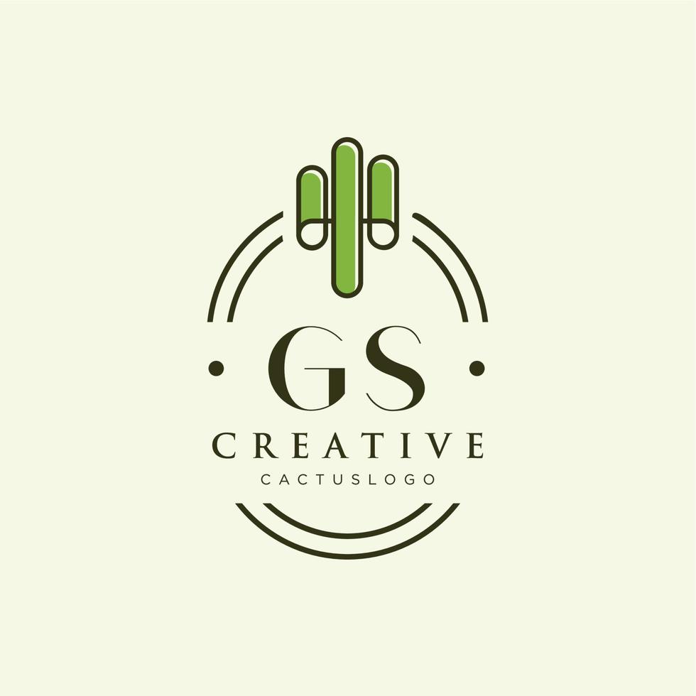 gs eerste brief groen cactus logo vector