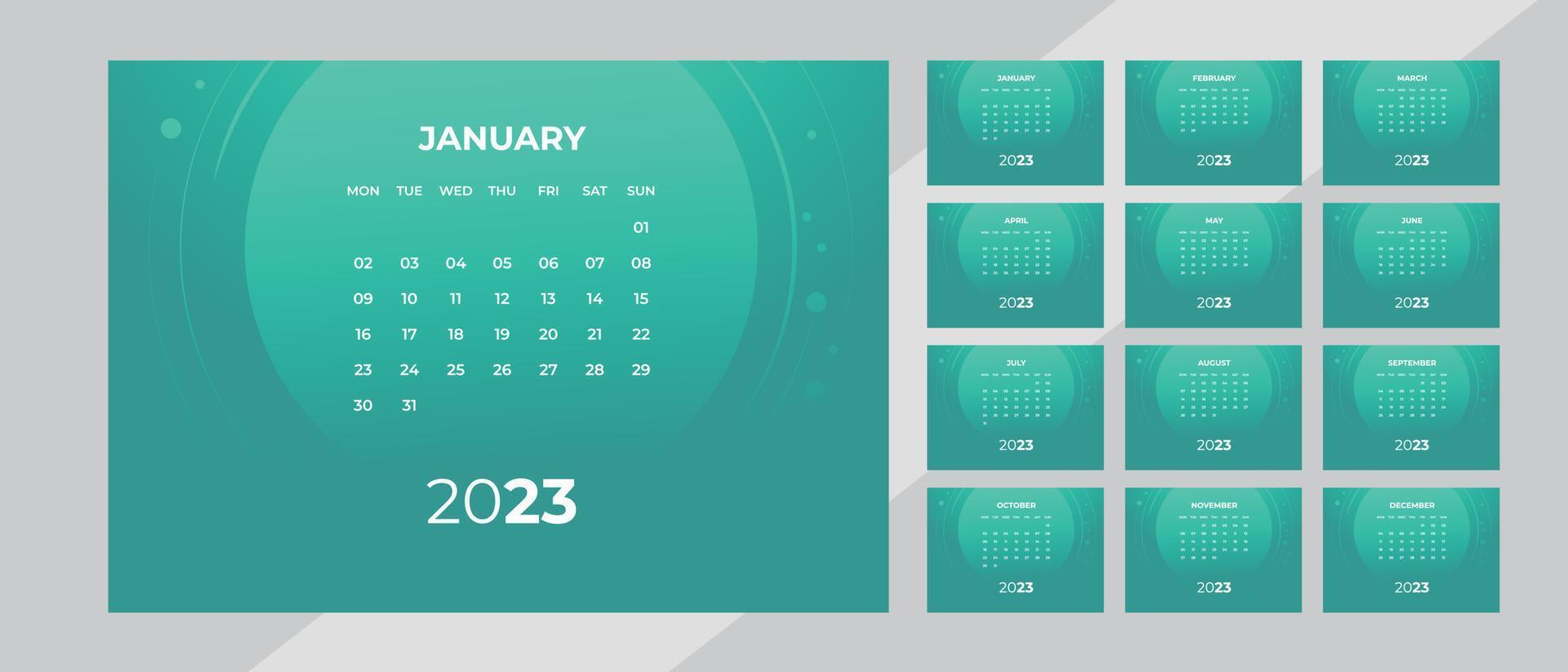 bureaukalender ontwerp 2023 vector