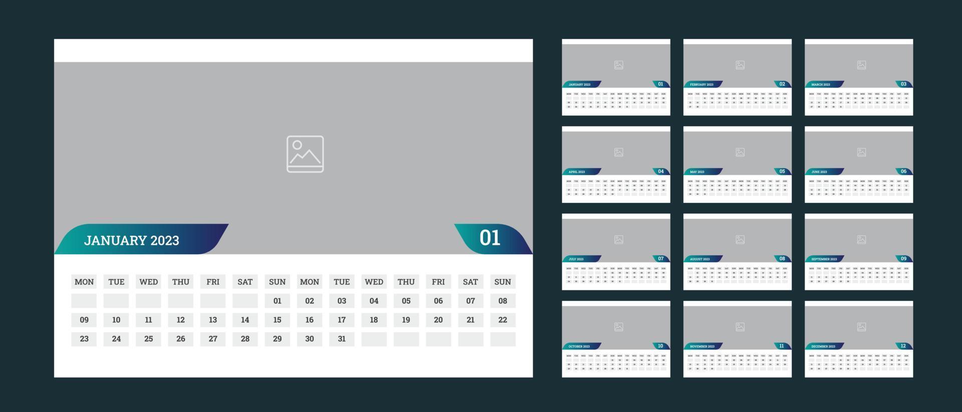 bureaukalender ontwerp 2023 vector