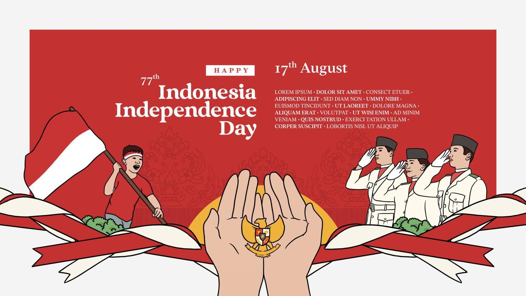 banier Indonesisch onafhankelijkheid dag met Indonesisch cultuur vector