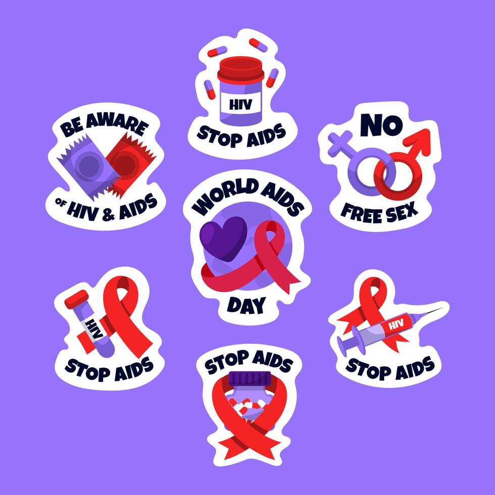 stickerpakket wereld aids dag vector