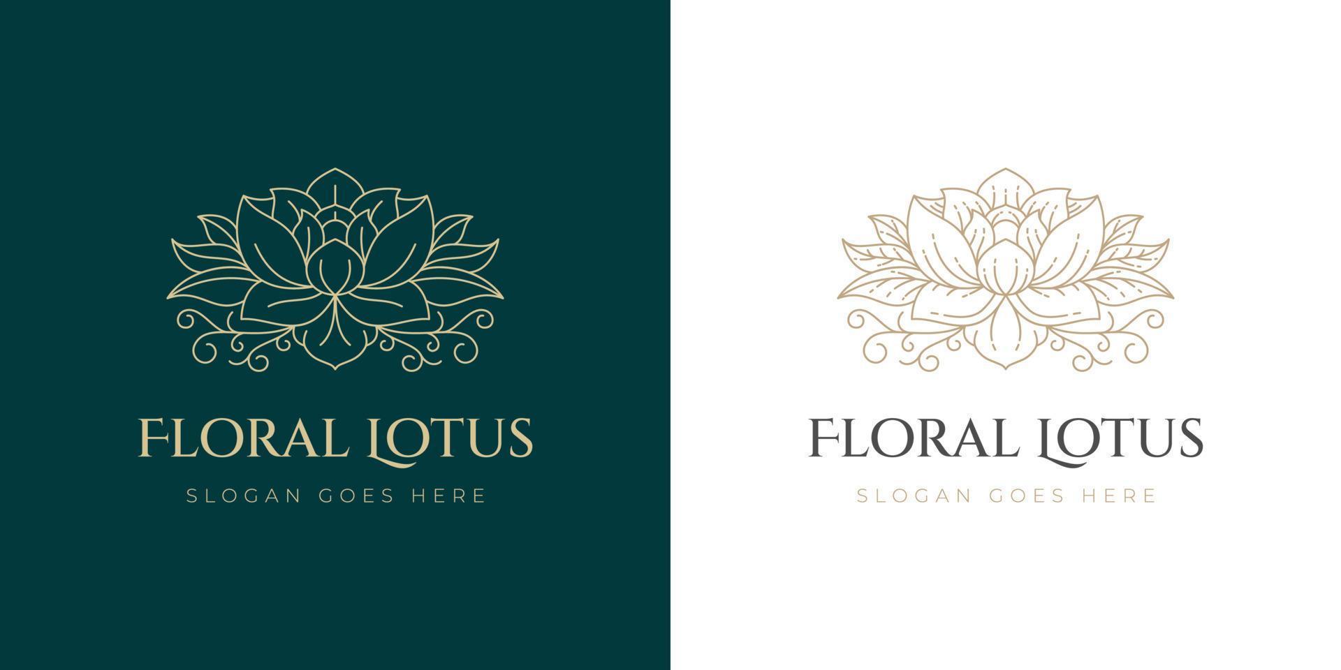 handgetekende logo's van schoonheid lotus en spa bloem symbool, kunnen worden gebruikt schoonheidsproduct, natuur massage symbool pictogram ontwerp vector