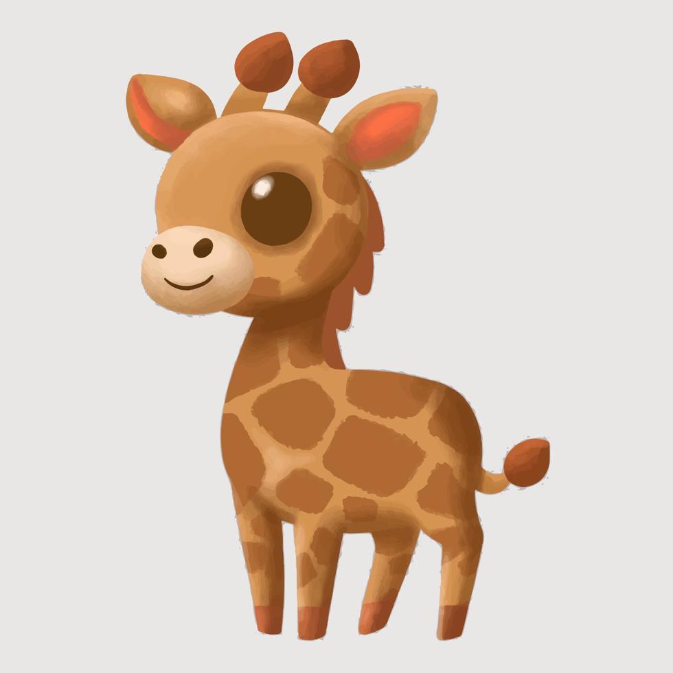 tekenfilm schattig giraffe waterverf stijl geïsoleerd Aan wit achtergrond vector