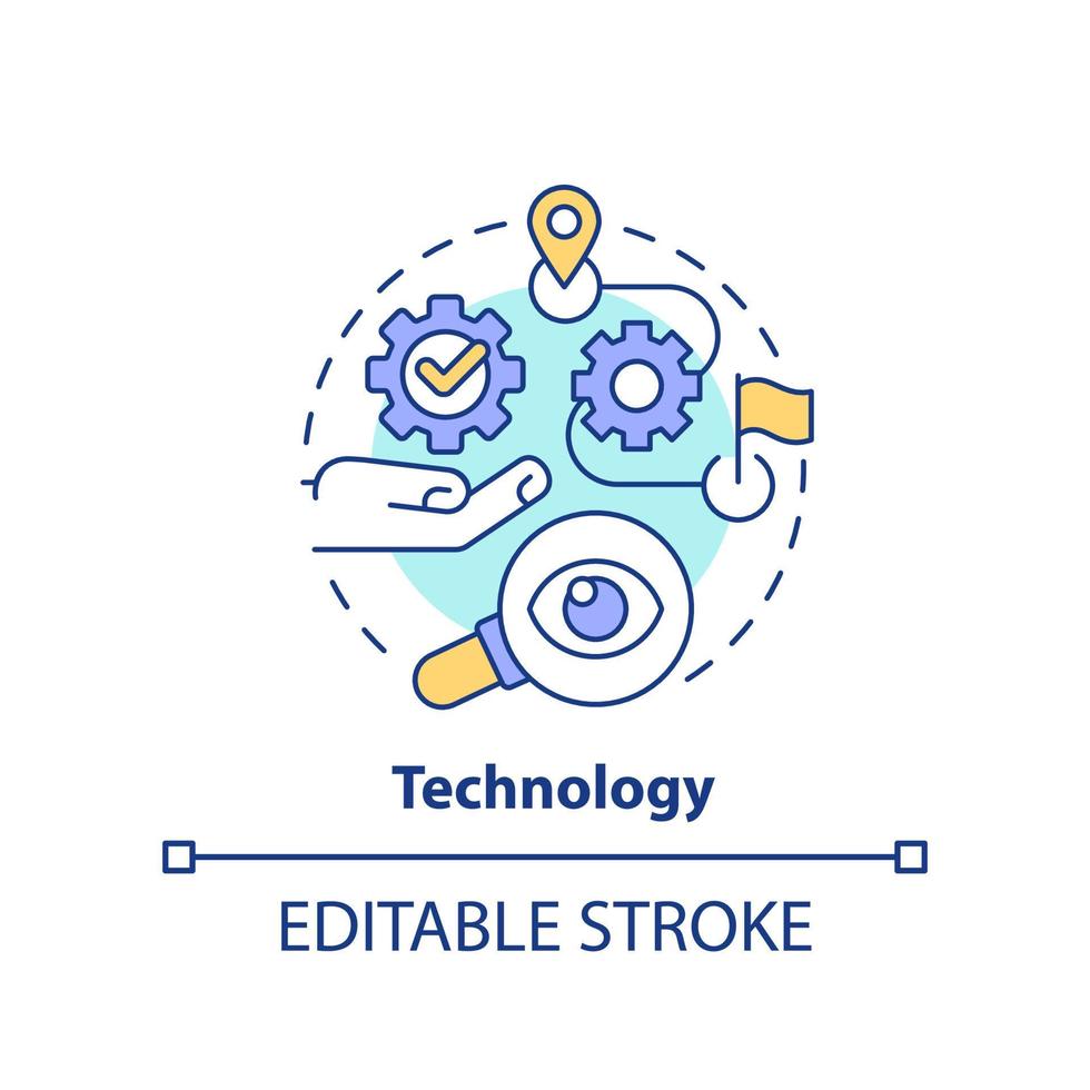 technologie concept icoon. bereiken persoonlijk doelen met platform abstract idee dun lijn illustratie. vooruitgang toezicht houden. geïsoleerd schets tekening. bewerkbare hartinfarct. vector