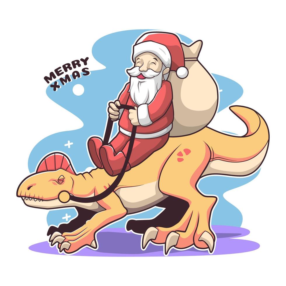 de kerstman en dinosaurus vector illustratie ontwerp