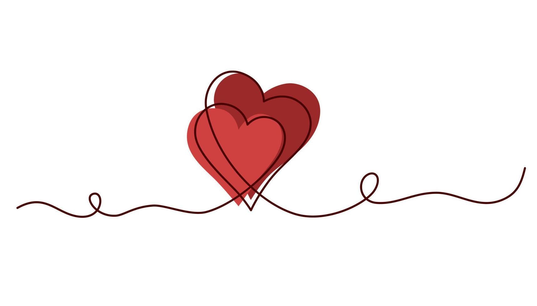 hart. vriendschap en liefde concept. doorlopend lijn kunst tekening. perfect voor het drukken ansichtkaarten en Valentijnsdag dag. vector hand- trek illustratie.