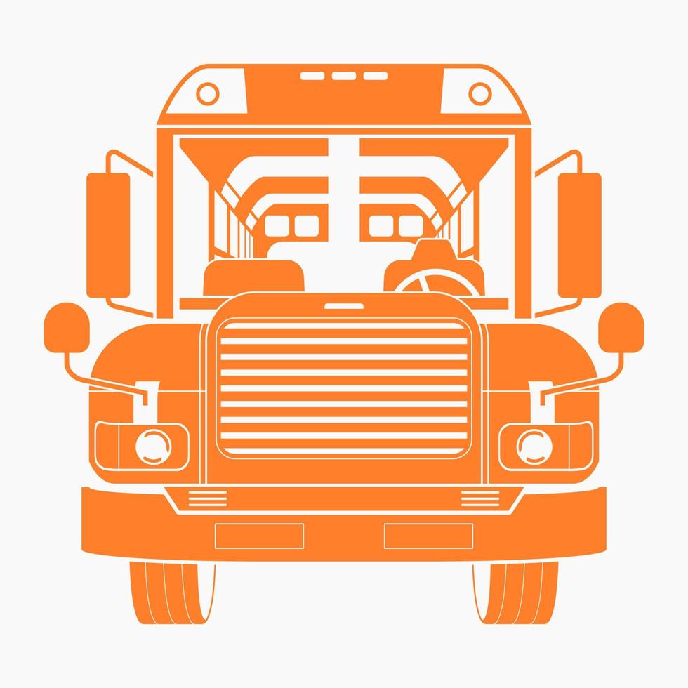 bewerkbare geïsoleerd vlak monochroom voorkant visie school- bus vector illustratie met oranje kleur voor school- en onderwijs of vervoer ontwerp