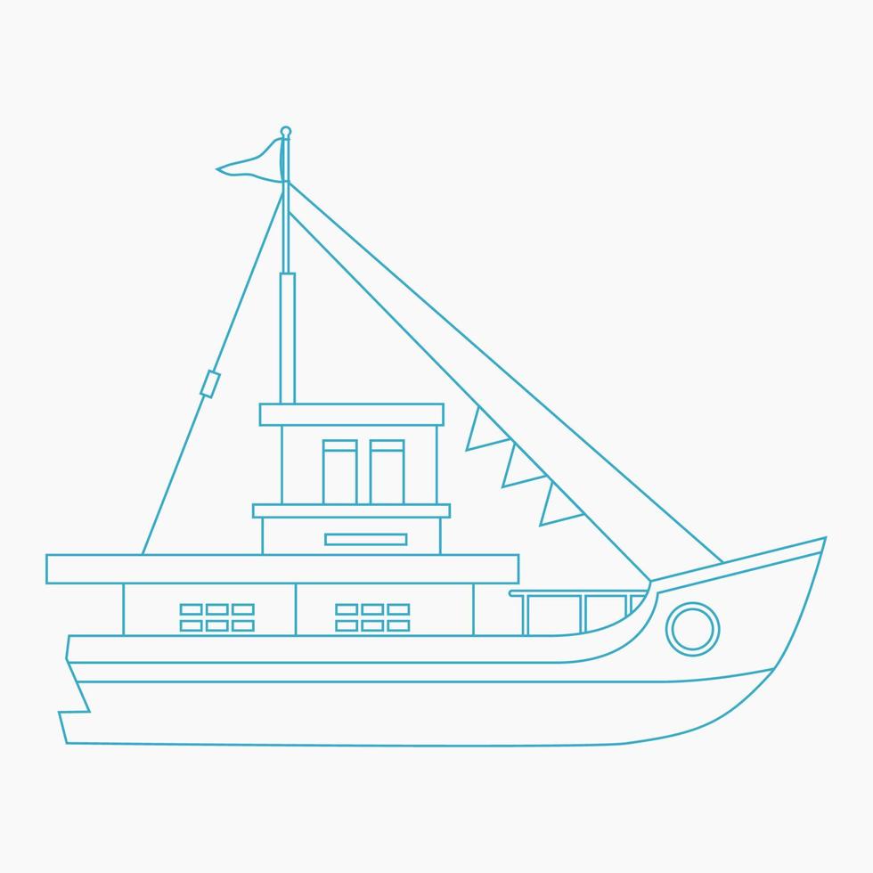 bewerkbare schets stijl kant visie schip vector illustratie voor vervoer voertuig en historisch onderwijs verwant ontwerp