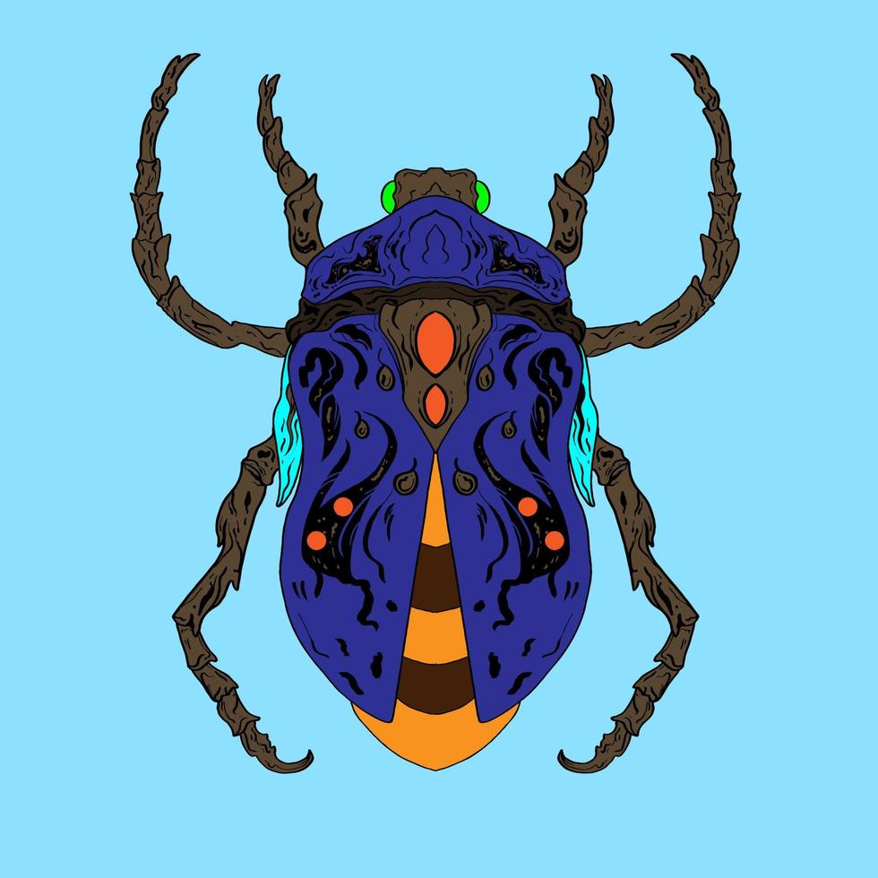 insecten hand- getrokken pret veelkleurig tekening. modern voorraad vector illustratie