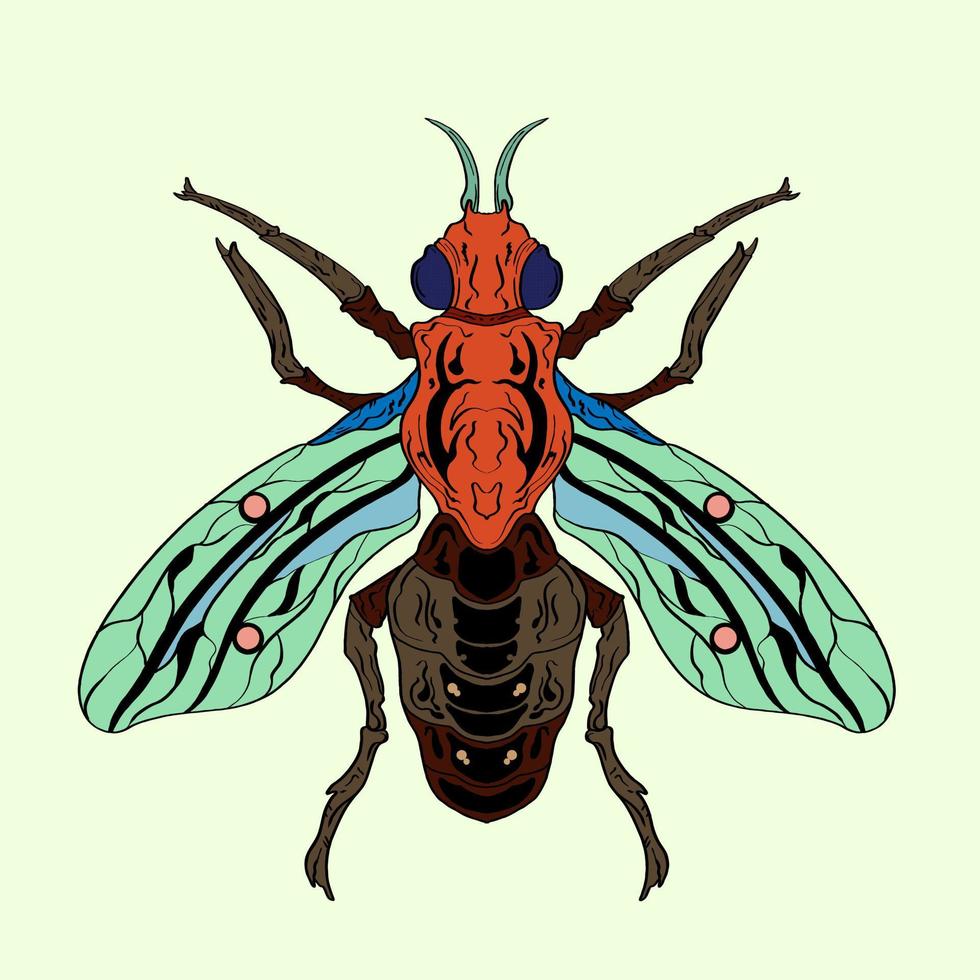 insecten hand- getrokken pret veelkleurig tekening. modern voorraad vector illustratie