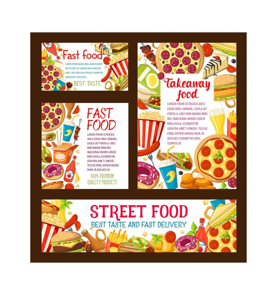 vector stret voedsel Fast food meenemen posters