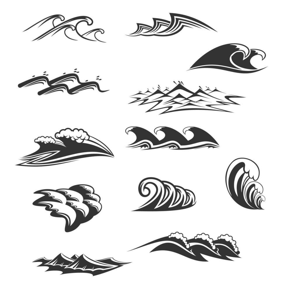 zee golven pictogrammen vector reeks