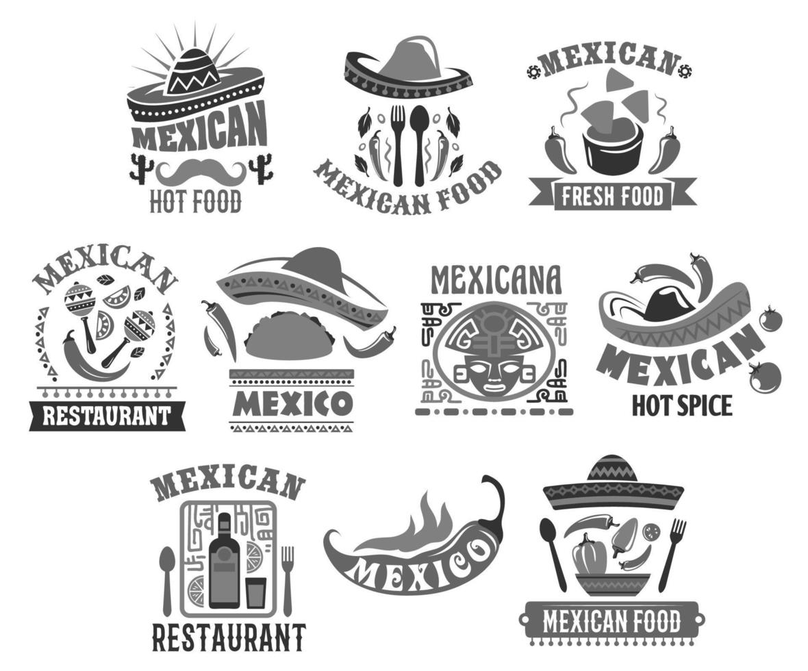 Mexicaans keuken vector pictogrammen voor restaurant