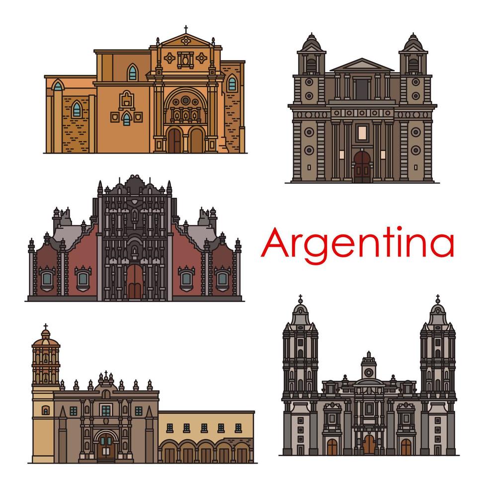 Argentinië oriëntatiepunten vector gebouwen lijn pictogrammen