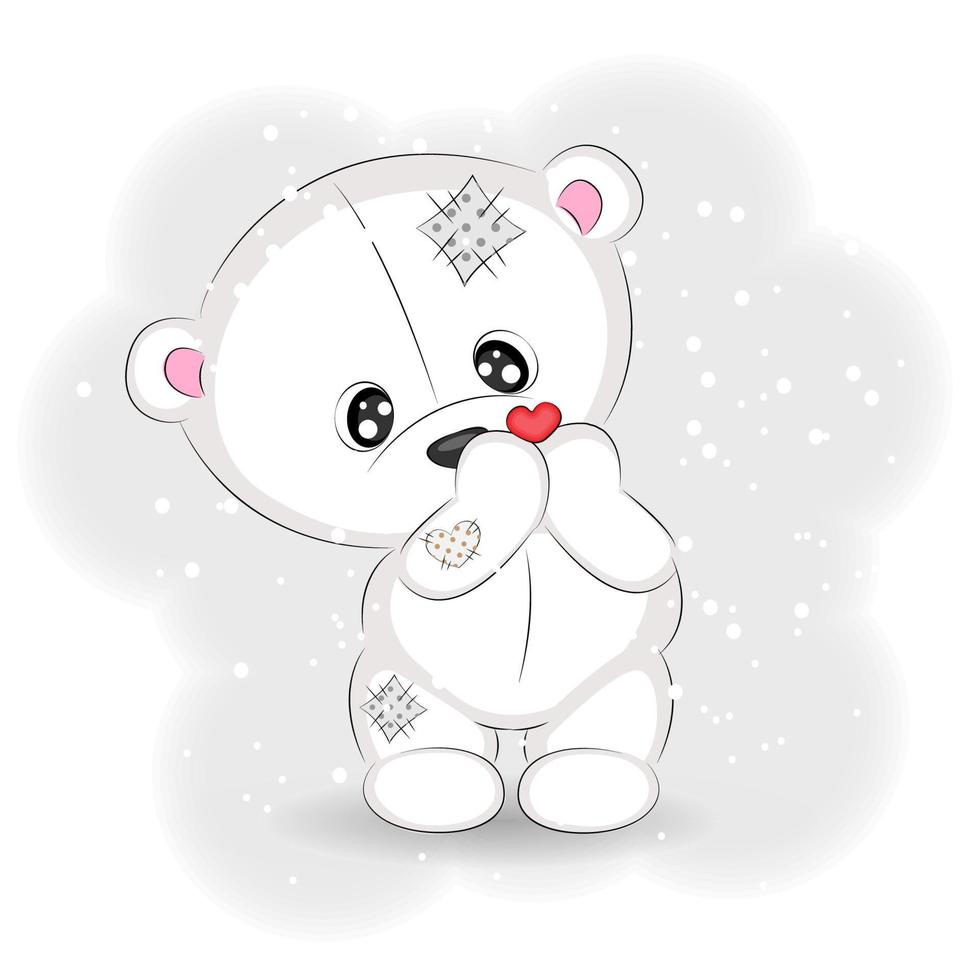 schattig polair beer met hart, vector Kerstmis illustratie