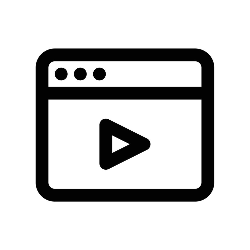 video blog icoon of vlog met browser en Speel knop in zwart schets stijl vector