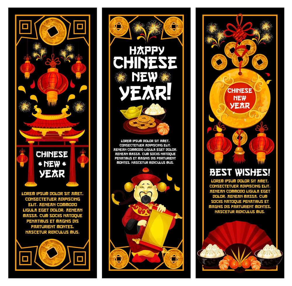 Chinese nieuw jaar vector gouden decoratie banners