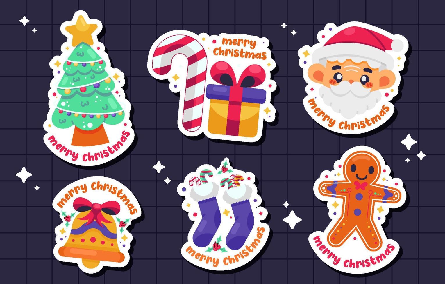 schattig Kerstmis groet sticker voor kinderen vector