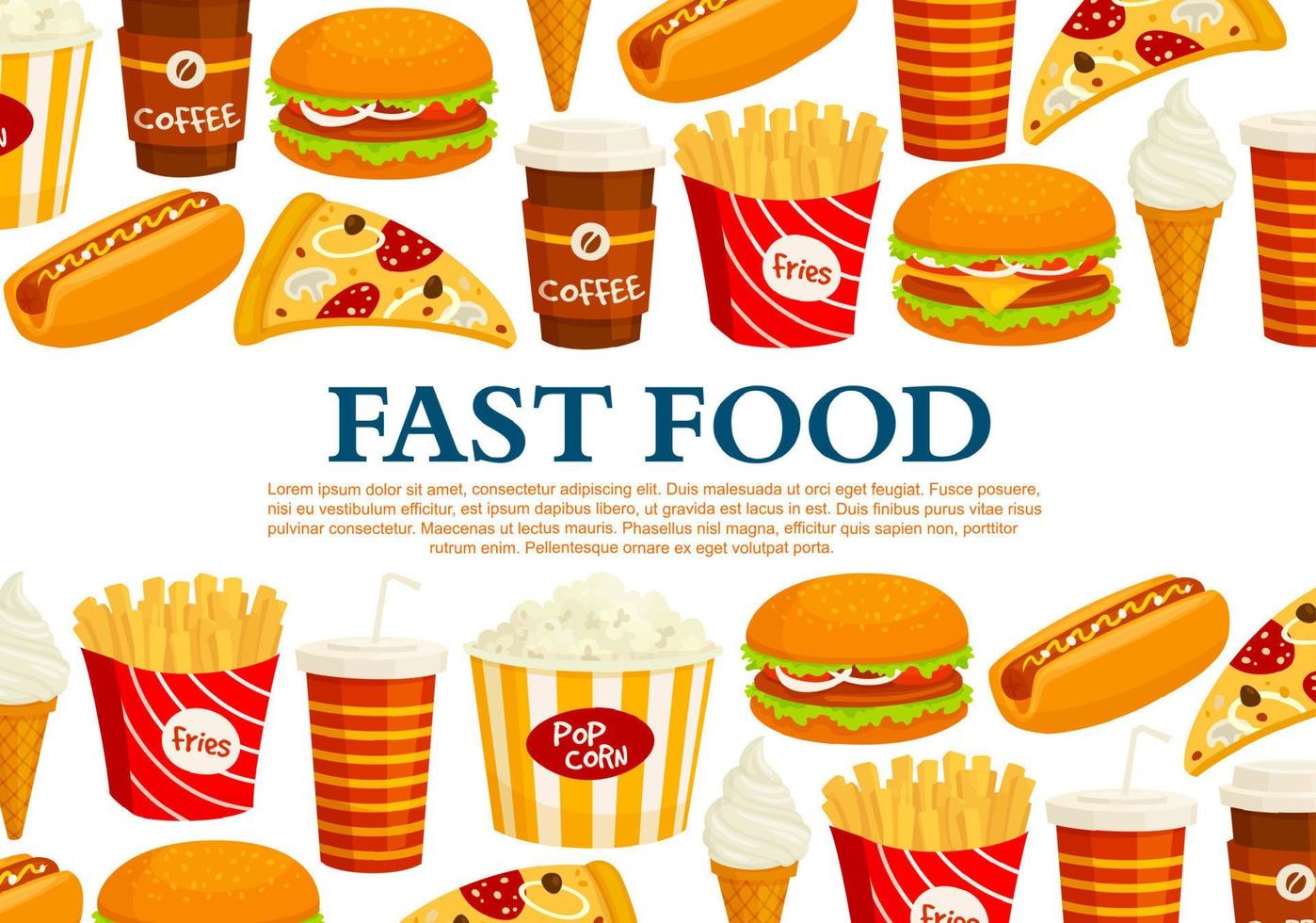 snel voedsel vector poster van Fast food maaltijden