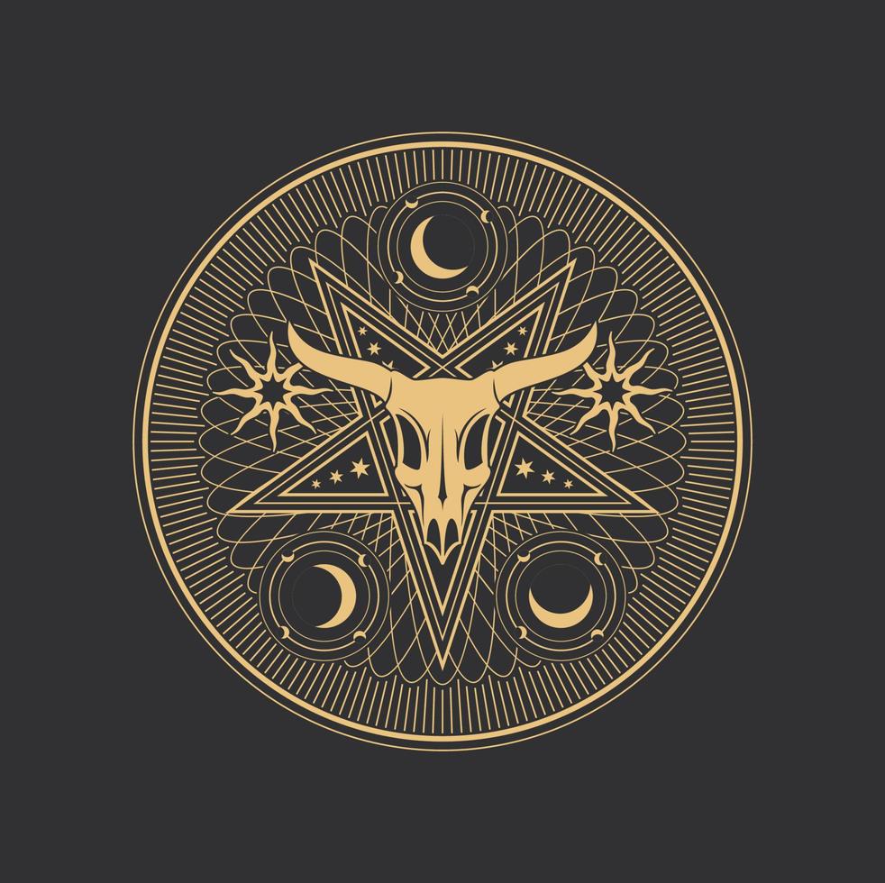occult pentagram, baphomet schedel in pentagram ster vector