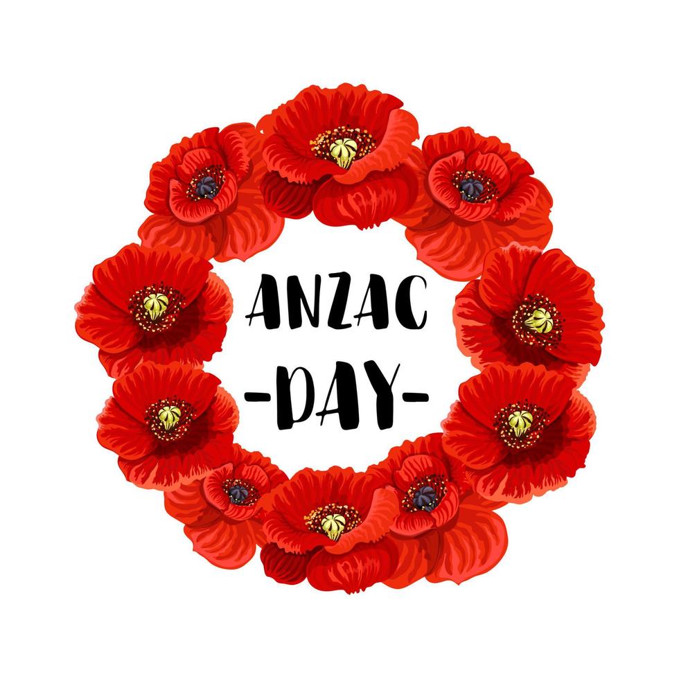 anzac dag gedenkteken krans icoon van rood papaver bloem vector