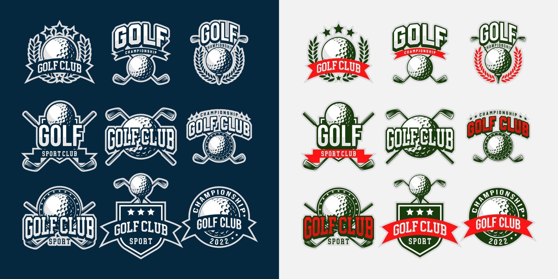 golf logotype sjabloon. modern logo en symbool van sport. wijnoogst en modern concept. fit voor kleding, merk, logo, symbool, banier, insigne, embleem. hoog detail logo. vector eps 10