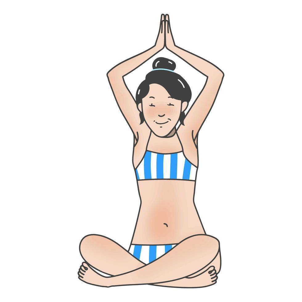illustratie meisje mediteren Aan de strand vector