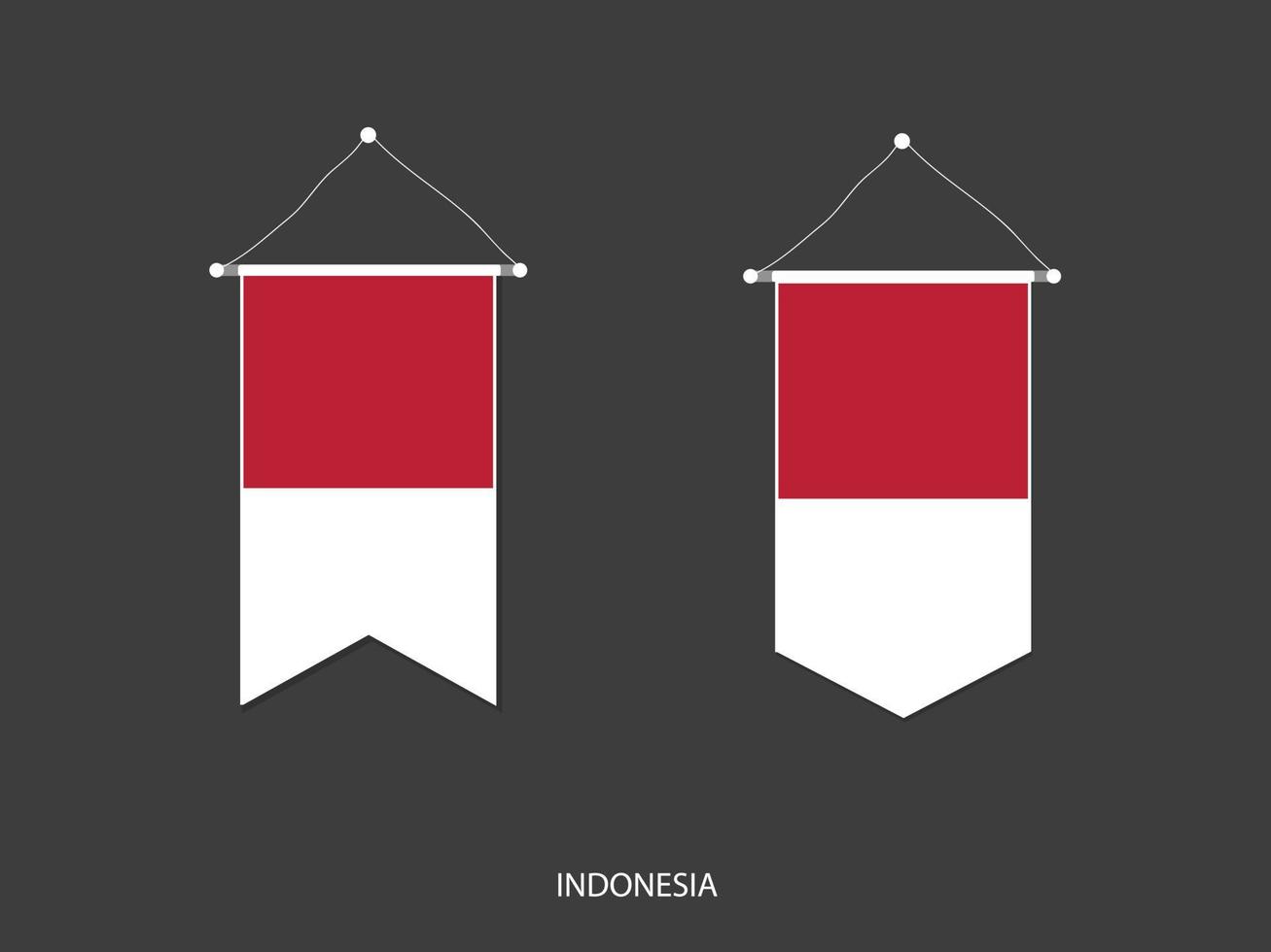 Indonesië vlag in divers vorm geven aan, voetbal vlag wimpel vector ,vector illustratie.