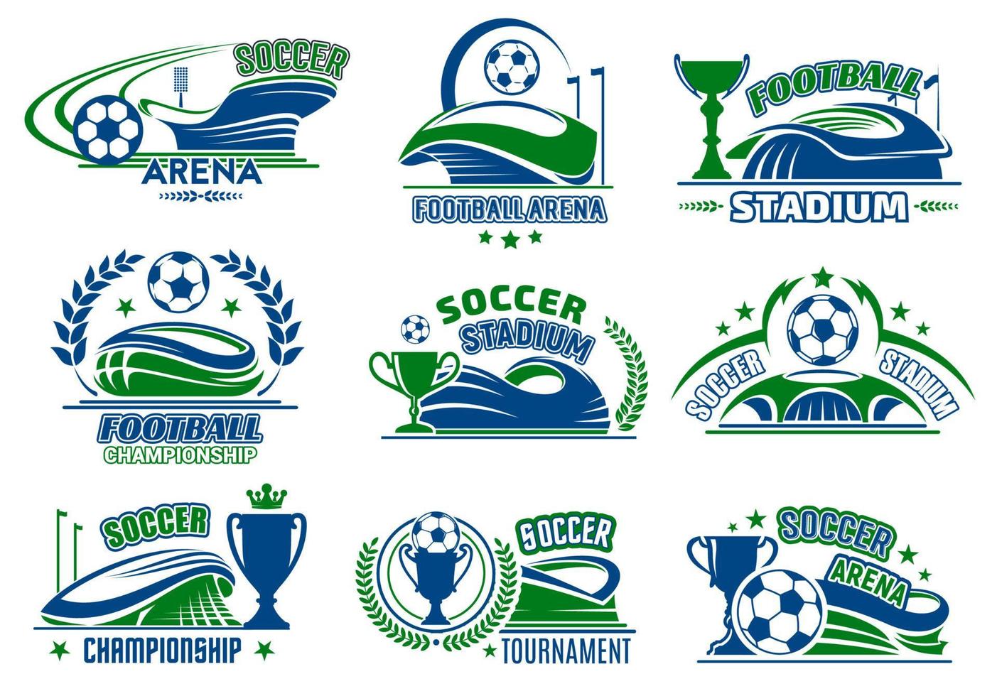 vector Amerikaans voetbal geïsoleerd pictogrammen voor voetbal sport