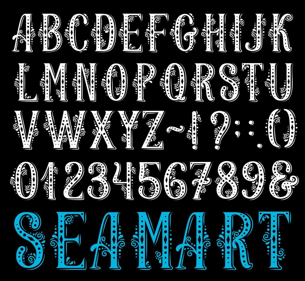 alfabet retro doopvont van brief en aantal lettertype vector