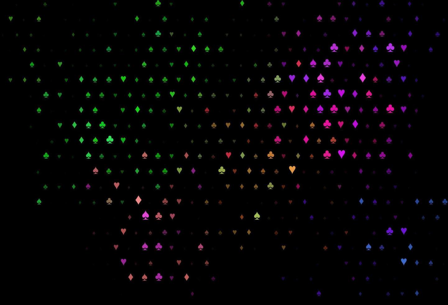 donkere veelkleurige, regenboog vectorachtergrond met kaartentekens. vector