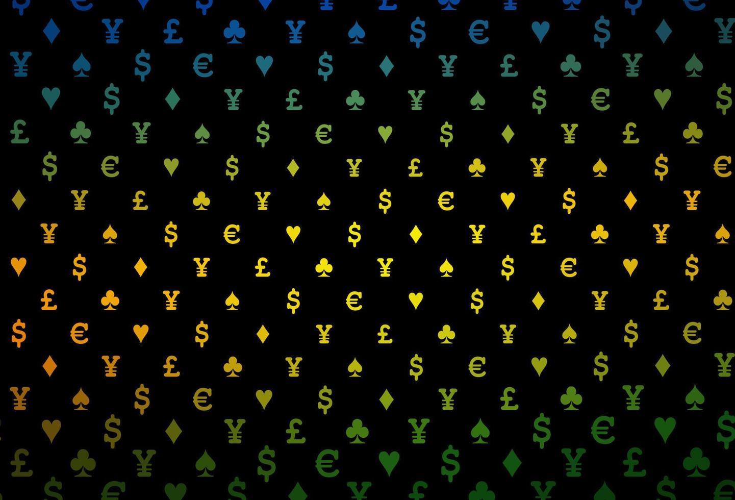 donkere veelkleurige, regenboog vectortextuur met speelkaarten. vector
