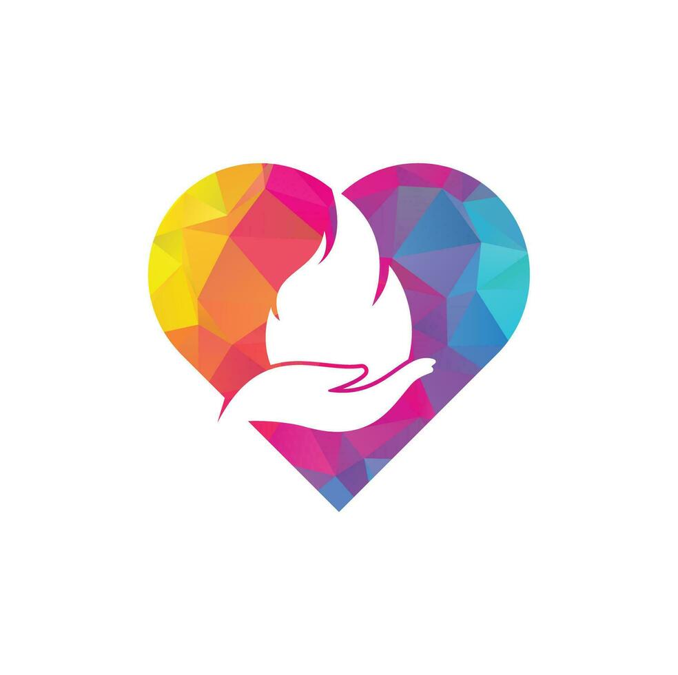 brand zorg hart vorm concept vector logo ontwerp concept. hand- en brand icoon logo ontwerp.