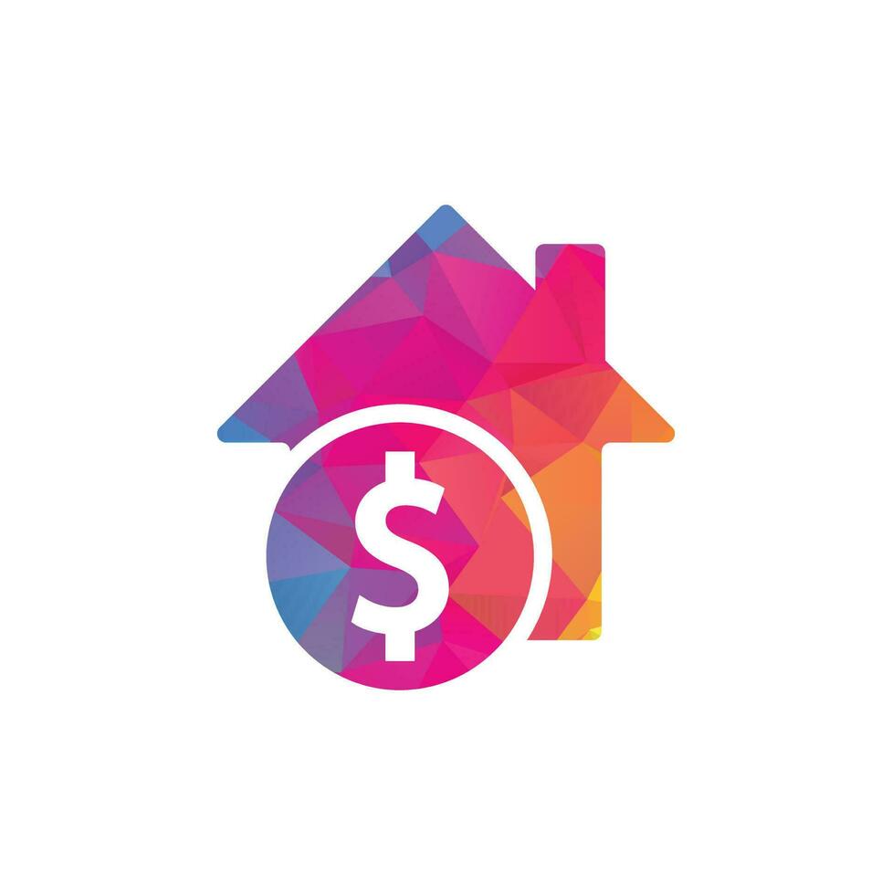 huis betalen logo sjabloon ontwerp vector. munt en echt landgoed logo combinatie. geld en huis symbool of icoon vector